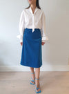 Blue Sapphire Corduroy Long Skirt
